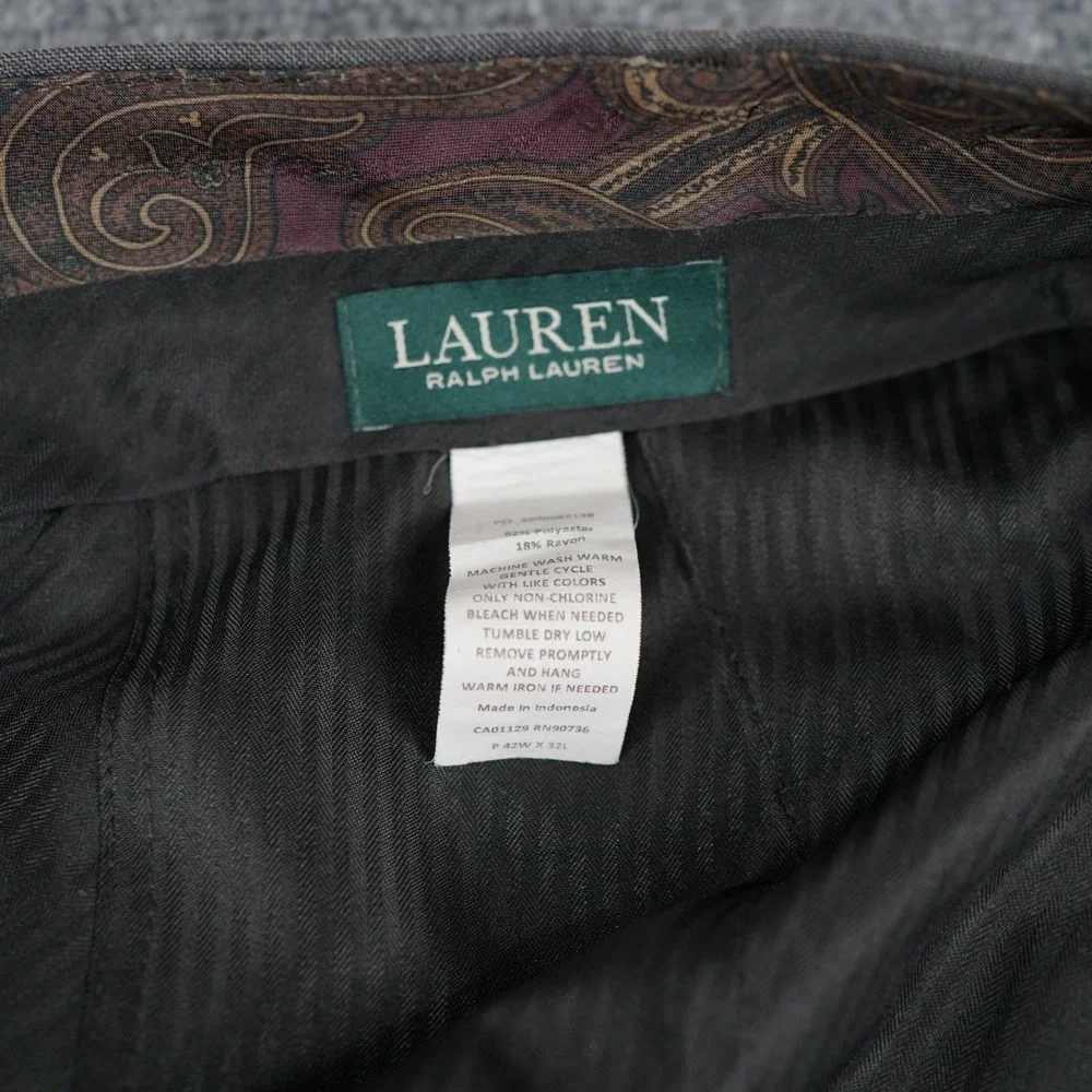 Lauren Ralph Lauren Dress Pants Mens 42x32‎ Gray Flat Front Classic Trousers